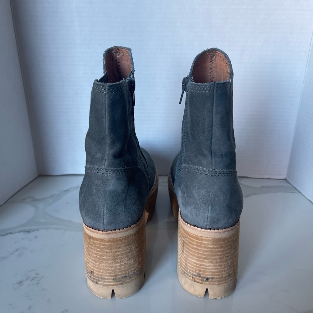 Free People Peston Chelsea Boot Suede Platform Zip Block Heel Gray Size 8 NEW - Picture 10 of 15